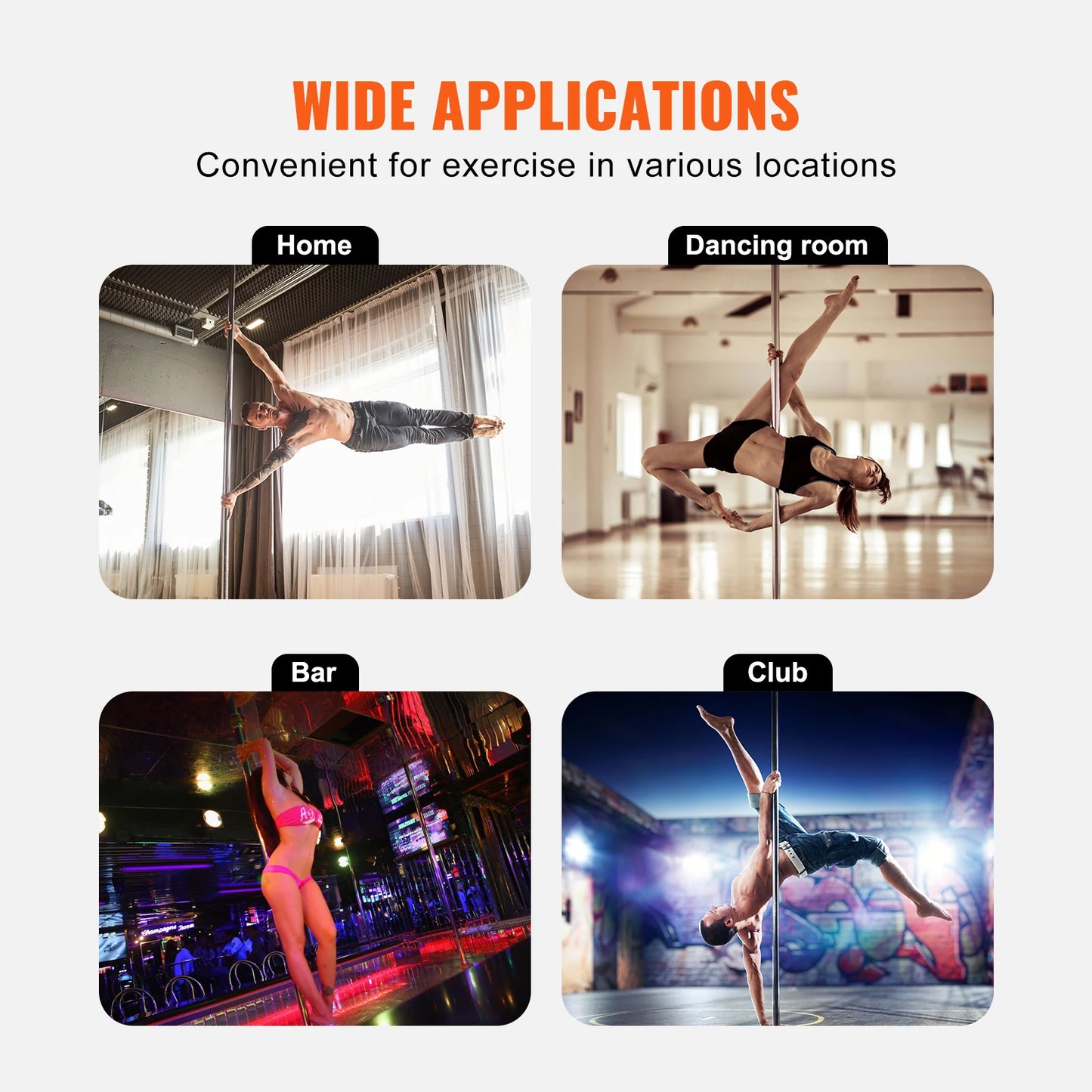 SucceBuy Professional 45mm Static Dancing Pole Heavy Duty Kit