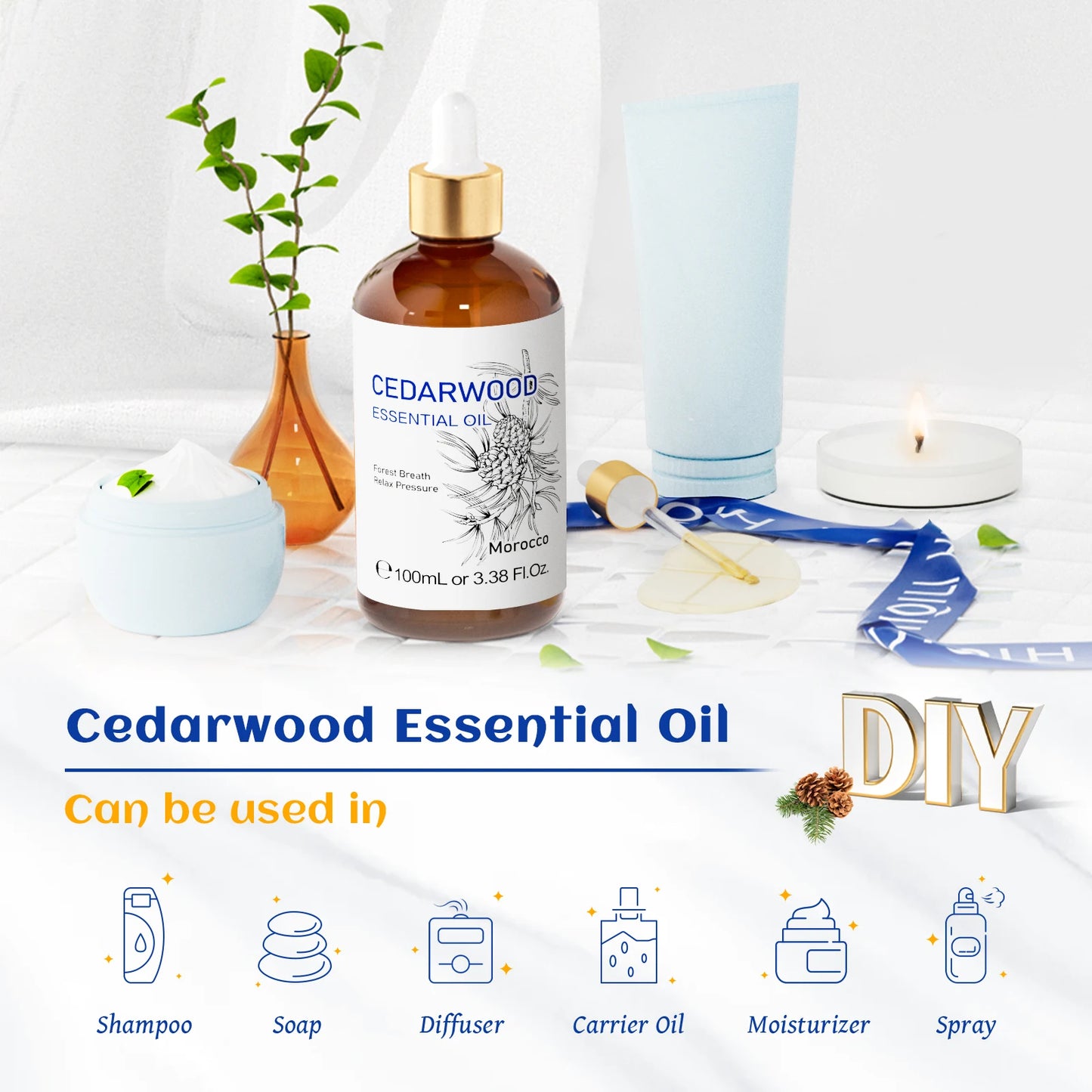Hiqili 100 Milliliter Cedarwood Pure Essential Oil