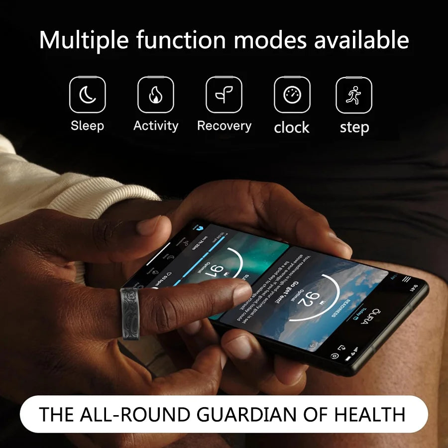 Smart Ring Fitness Tracker Sleep Monitor Waterproof Steel USB Rechargeable
