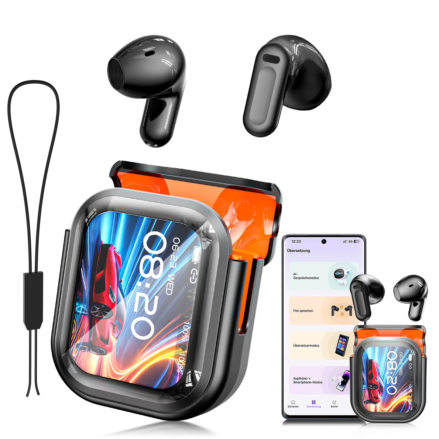 HTC NE20 Wireless Earphones Active Noise Cancelling Bluetooth LED Display