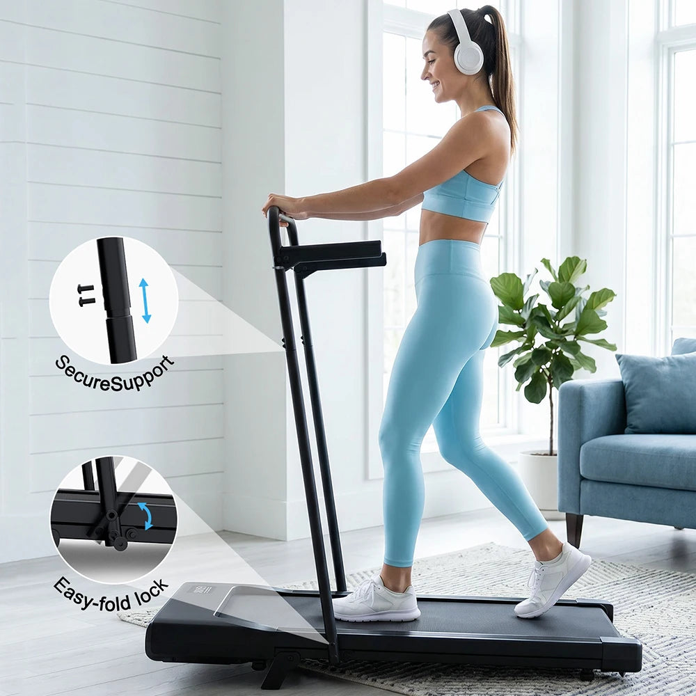 Superun Folding Treadmill With Incline Quiet Home Running Machine App