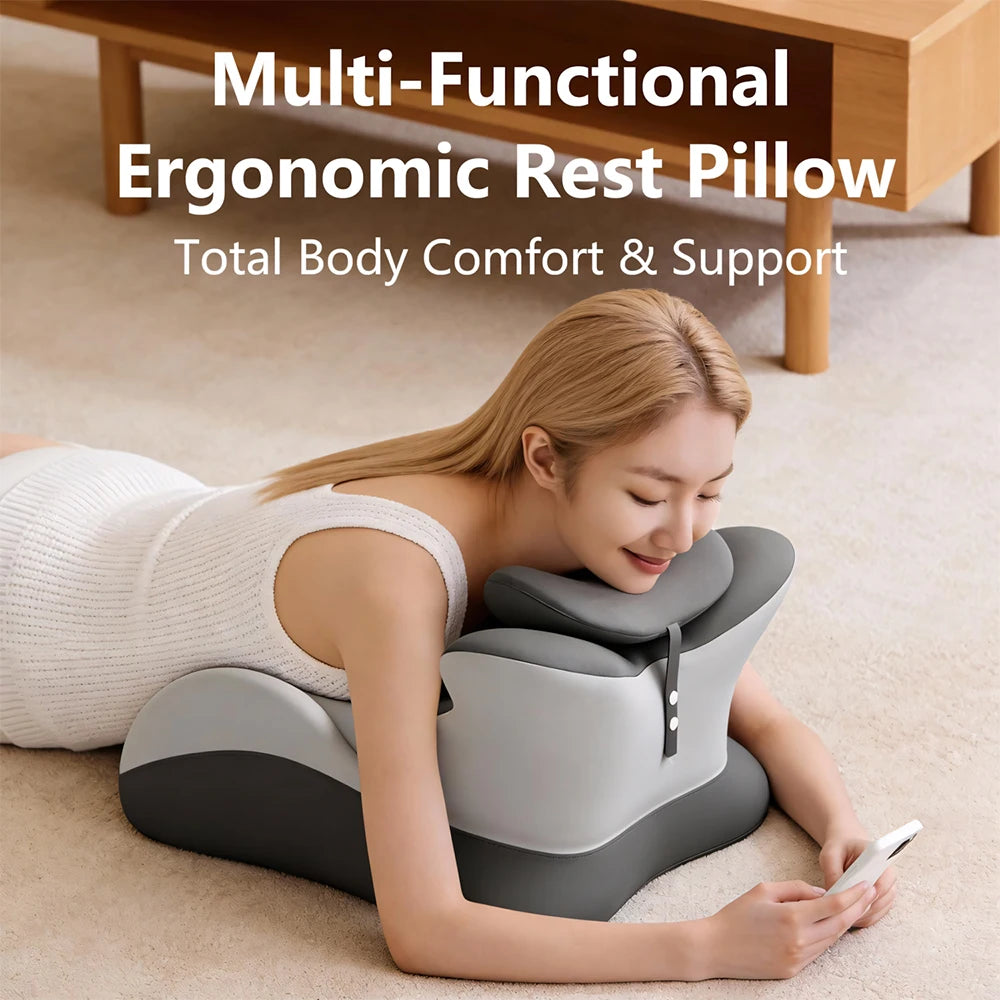 Memory Foam Prone Reading Pillow With Ergonomic Removable Headrest