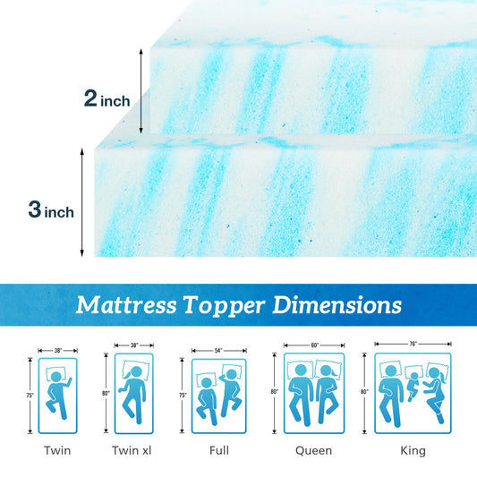 MCQ 3 Inch Soft Gel Memory Foam Mattress For Home Bedroom