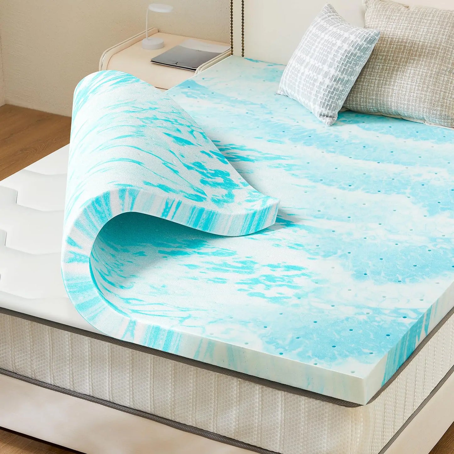 JHK Gel Memory Foam Mattress Topper With Premium Cooling Comfort