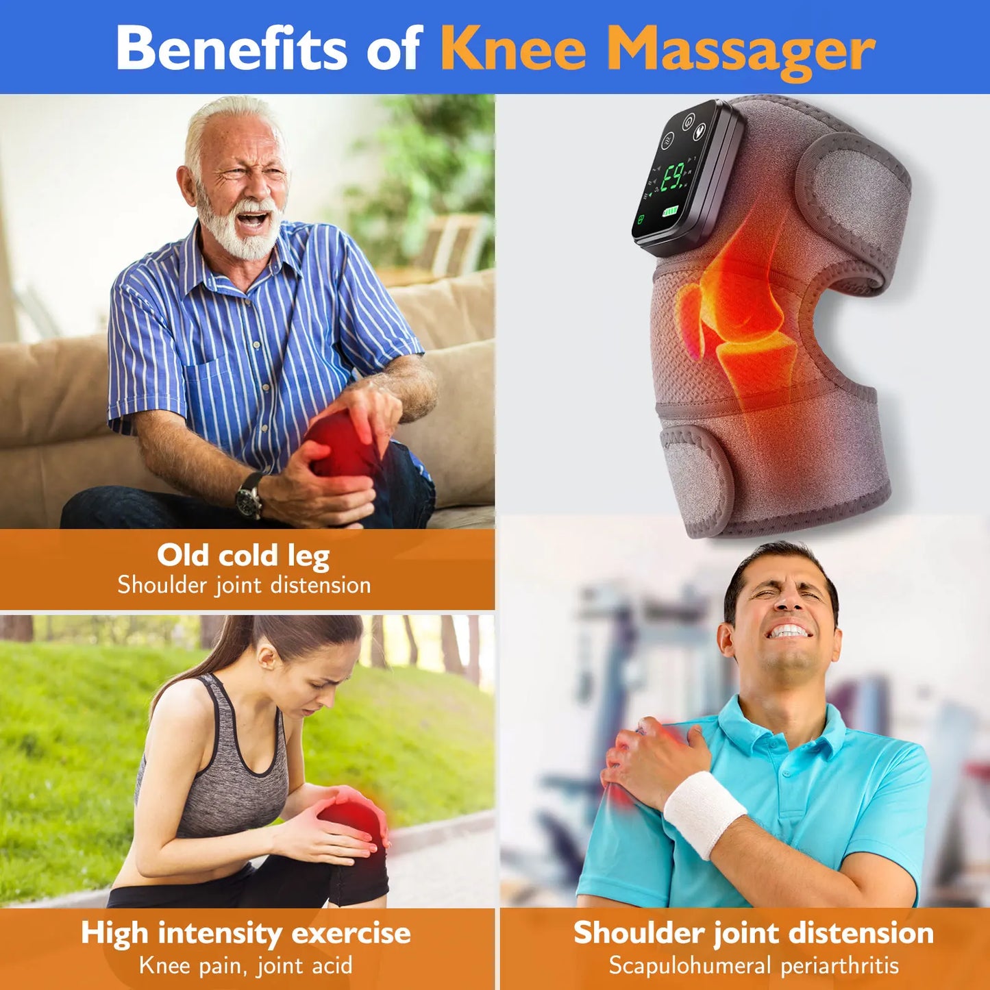 Hailicare 3 In 1 Cordless Thermal Massager Knee Shoulder Elbow