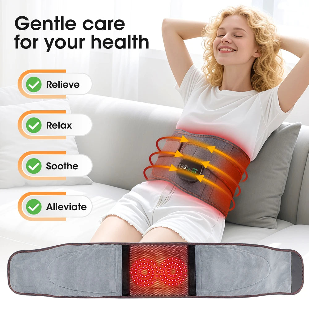 Agdoad Heating Vibration Massager Belt Dual Red Light Lumbar Support