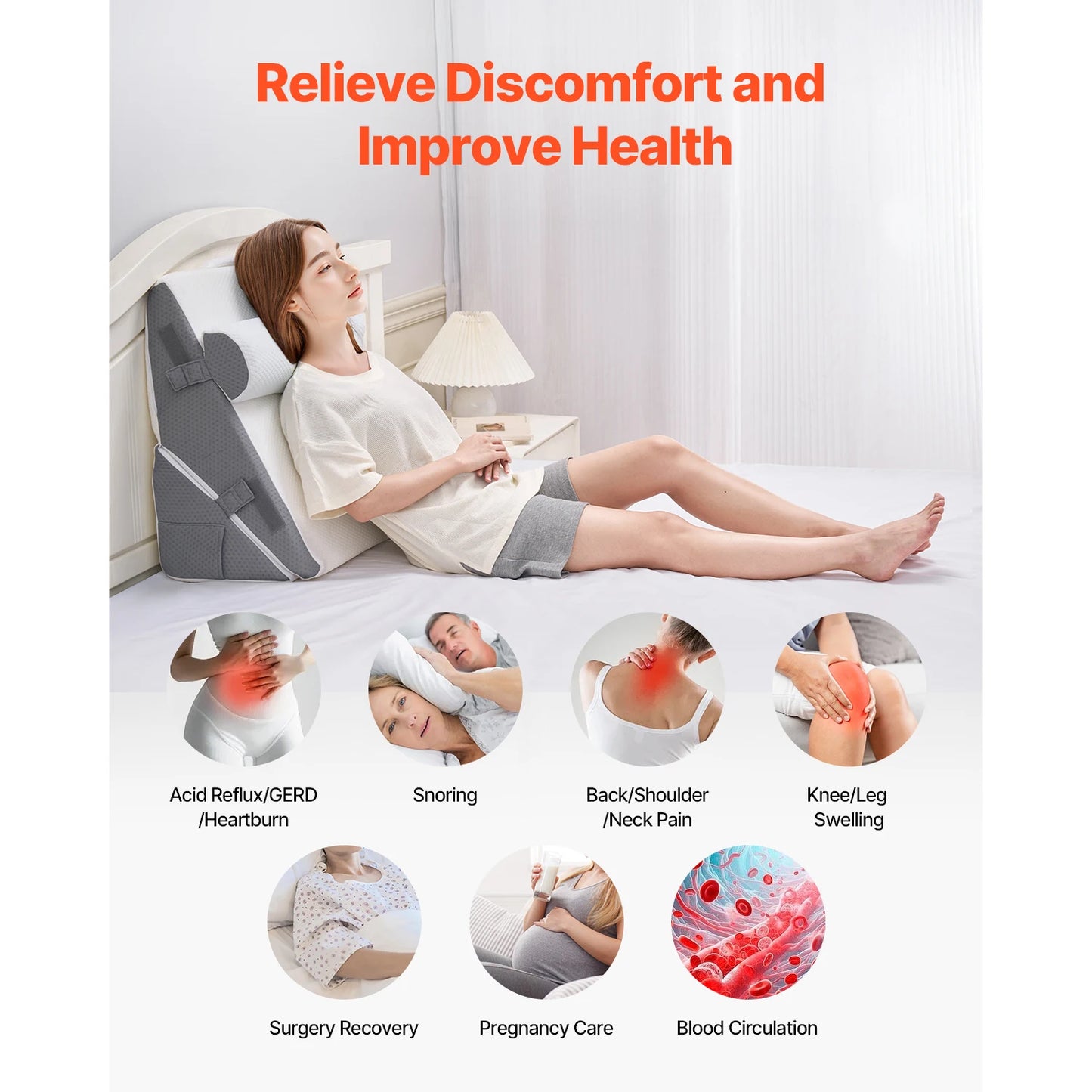 SucceBuy 3 Piece Adjustable Bed Wedge Pillow Set For Post Surgery And Snoring