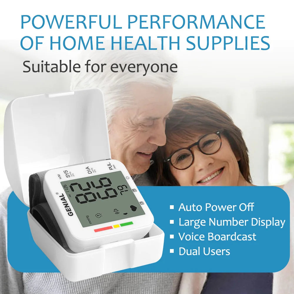 Genial Wrist Blood Pressure Monitor Featuring Digital Display And Memory