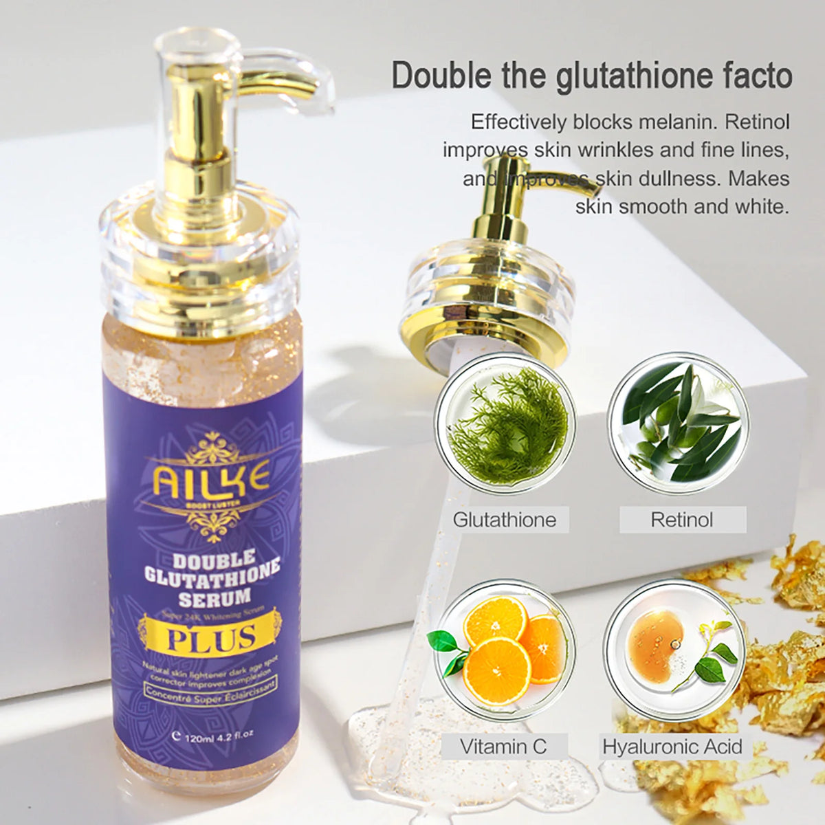 AILKE Glutathione Whitening Serum for Dark Spots and Uneven Tone