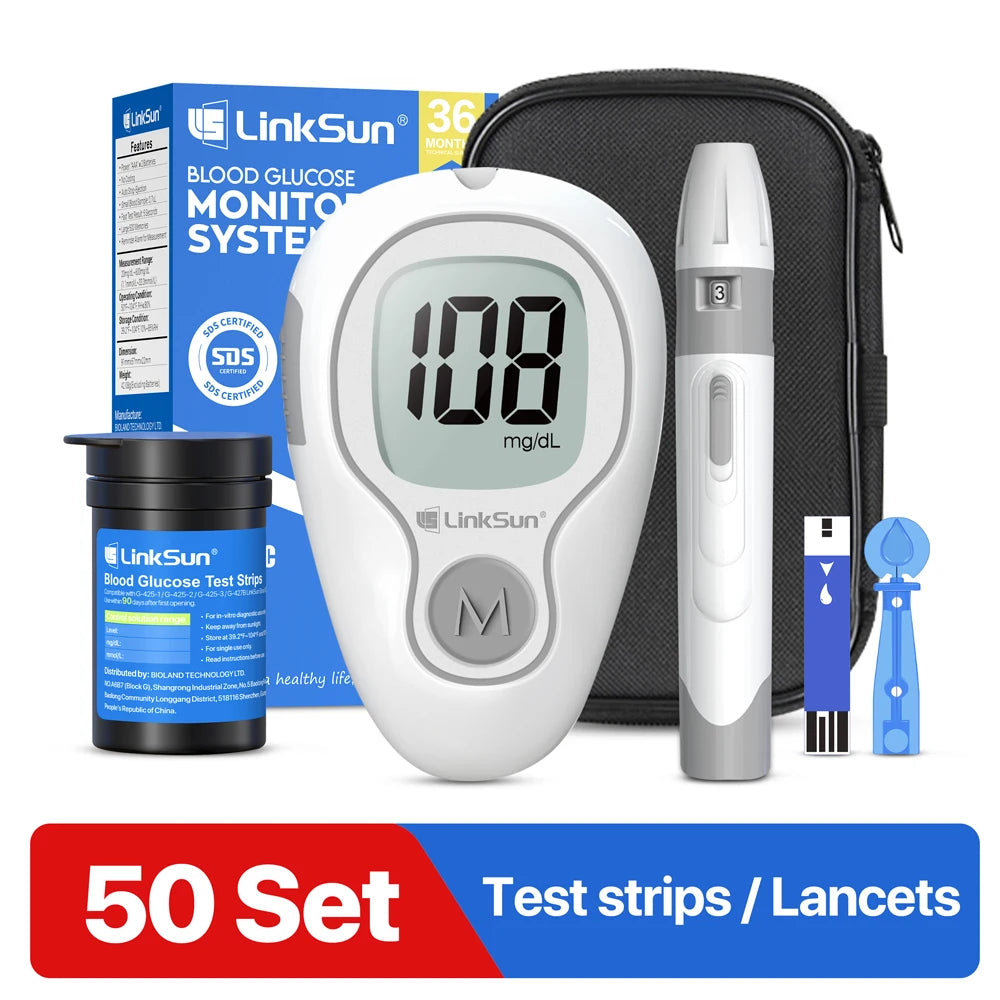 Linksun Blood Glucose Monitor With Test Strips And Lancing Device