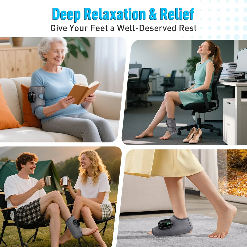 Moajaza 3-In-1 Cordless Heated Ankle Massager With Extension Strap