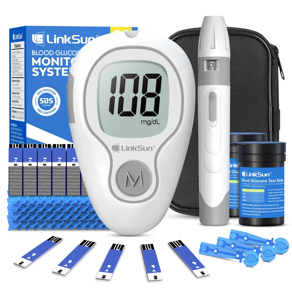 Linksun Blood Glucose Monitor With Test Strips And Lancing Device