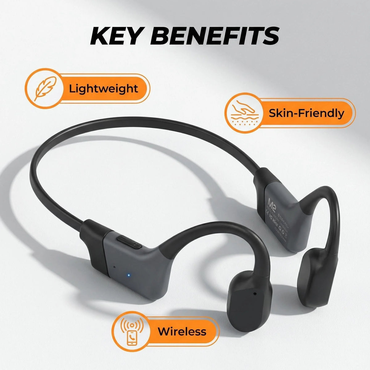 Bluetooth Bone Conduction Open Ear Wireless Headphones With ENC Microphone