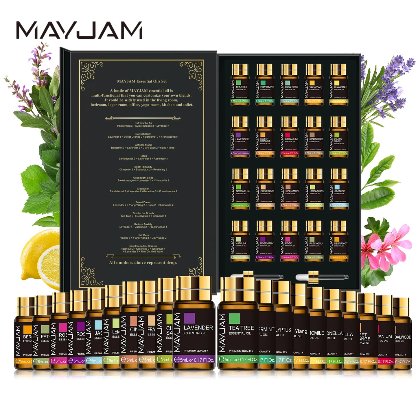 MAYJAM Assorted Essential Oil Gift Box Set 20 Bottles Pure Oils