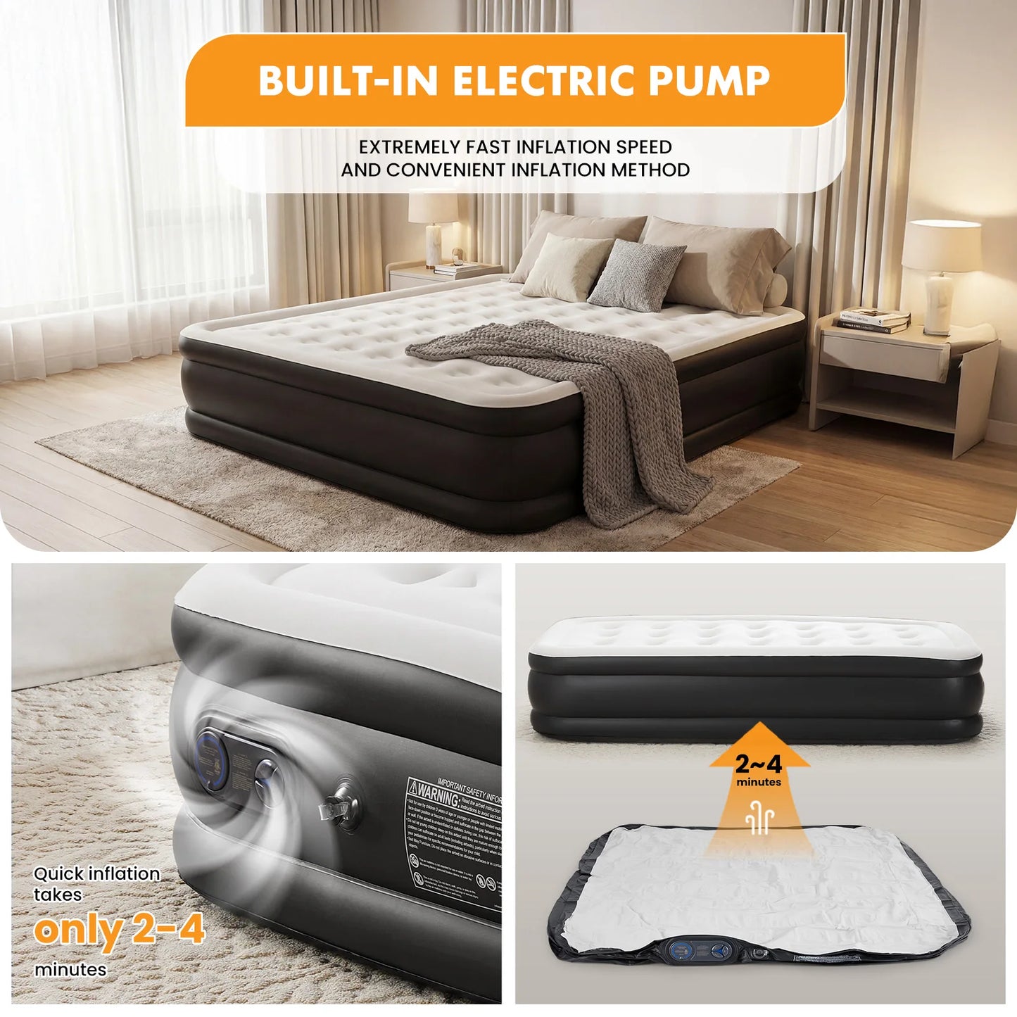 MCQ Queen Inflatable Air Mattress With Built In Pump