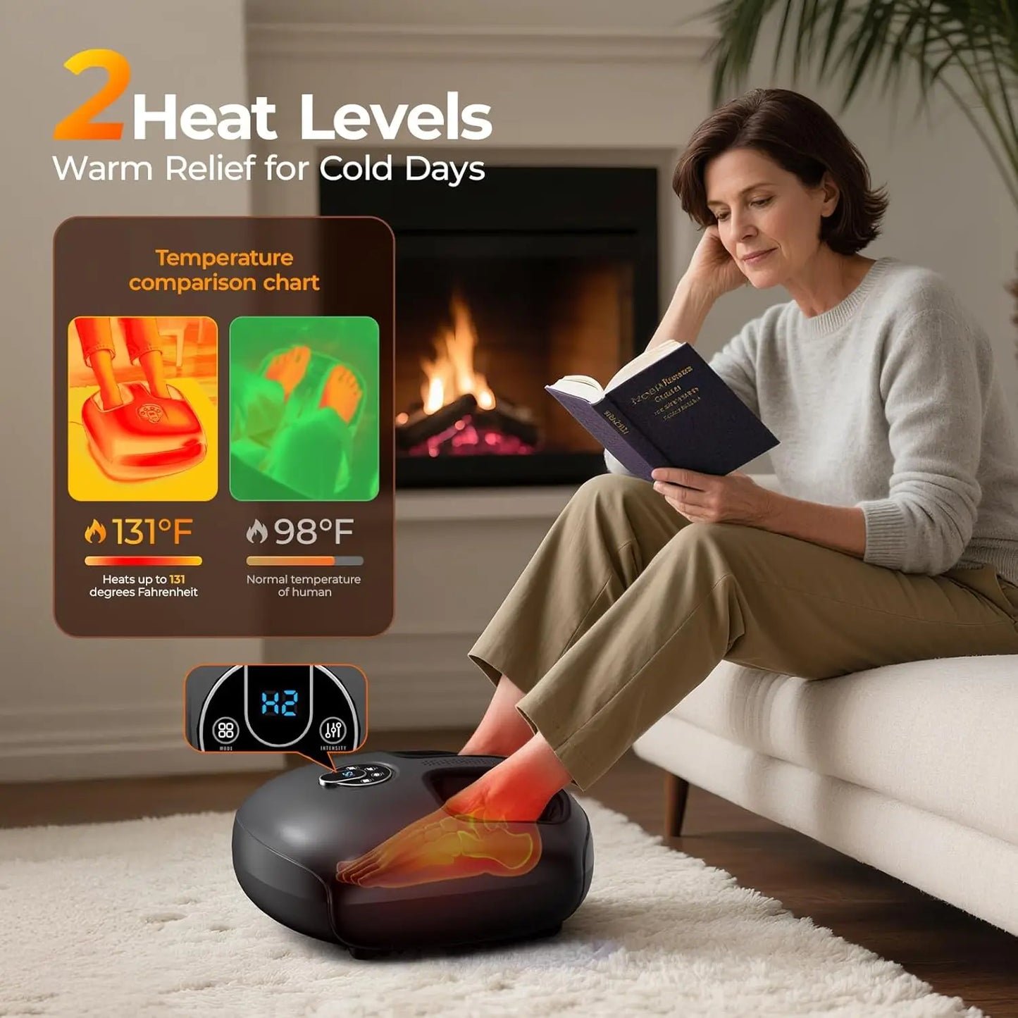 Htm Electric Shiatsu Foot Massager With Heat And Vibration Therapy