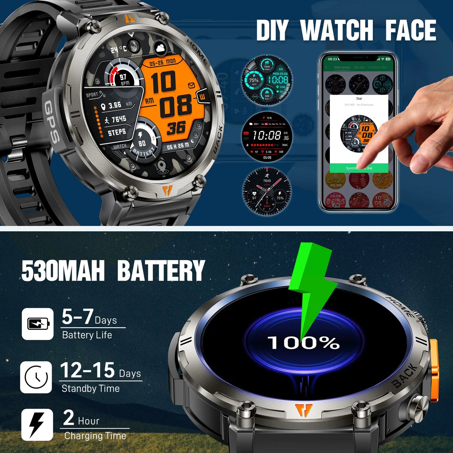 Eigiis Ke3 Full Touch Screen Bluetooth Call Smartwatch for Men
