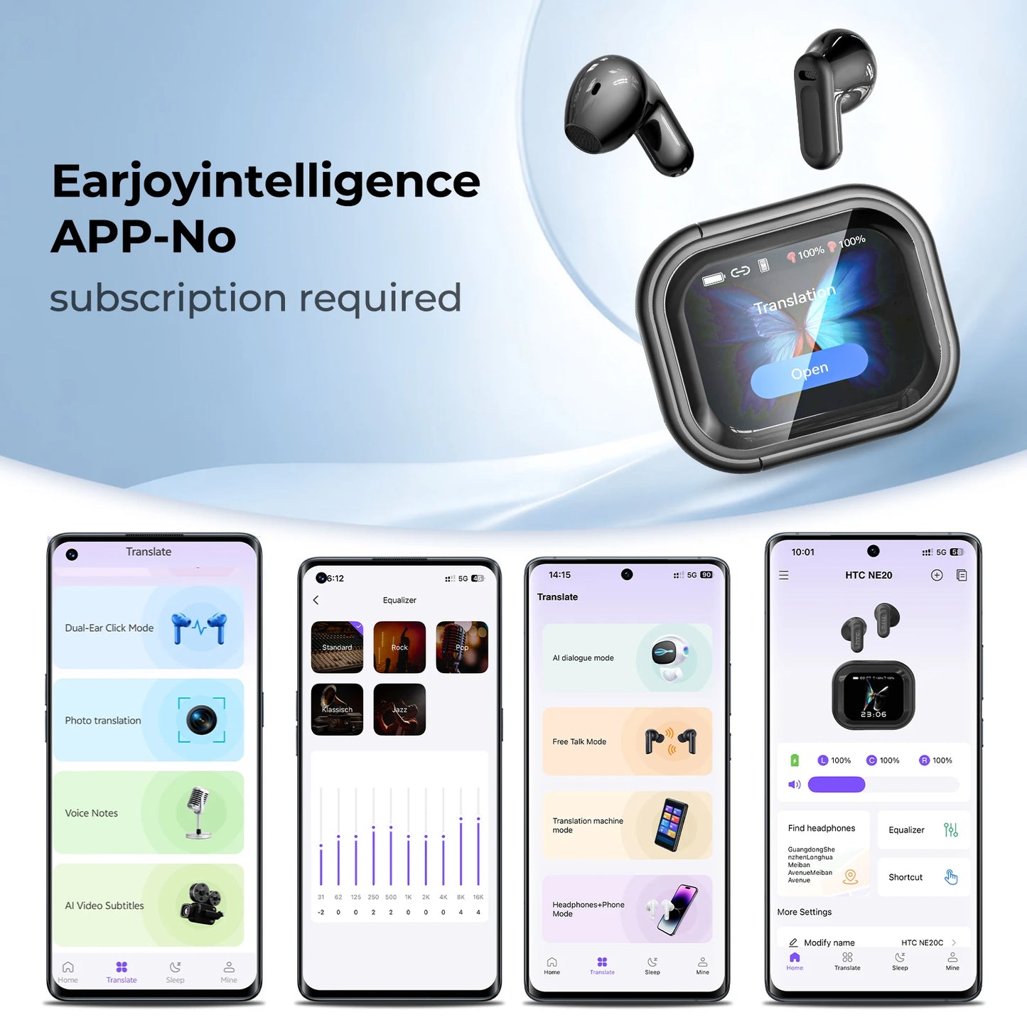 HTC NE20 Wireless Earphones Active Noise Cancelling Bluetooth LED Display