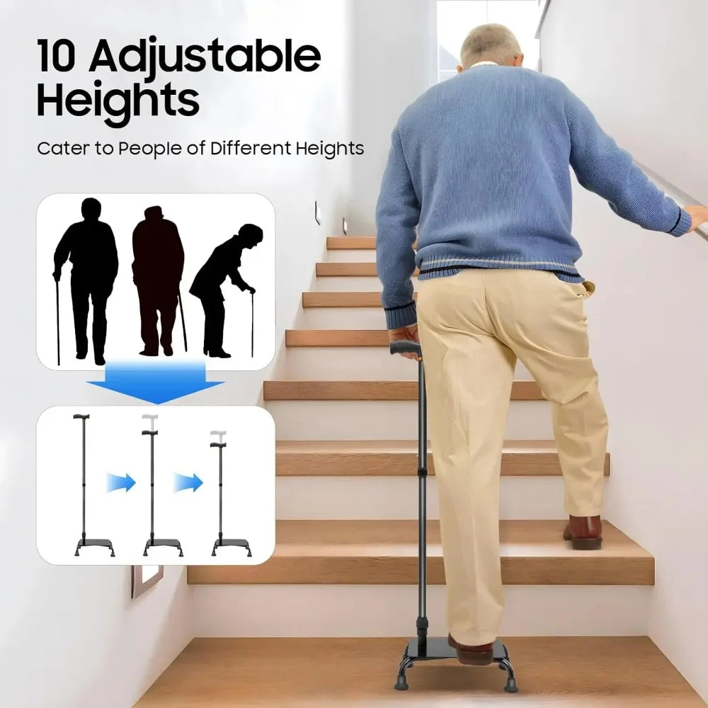 Stair Climbing Cane 2 In 1 Adjustable Anti Slip Support