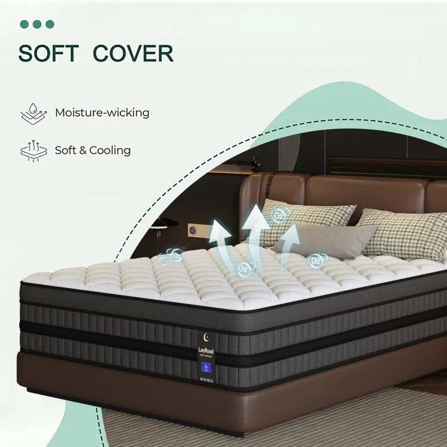 LayRoad Medium Firmness Hybrid Gel Memory Foam Spring Mattress