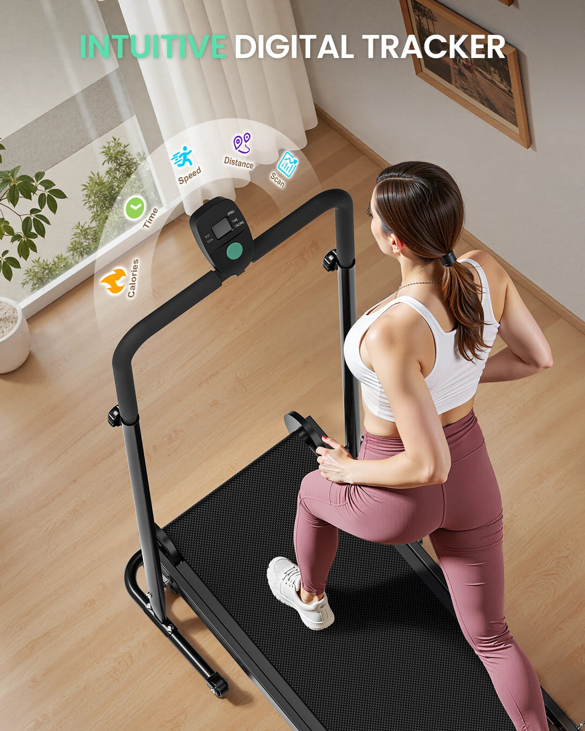 Akluer Mechanical Treadmill With Foldable Frame And Digital Console