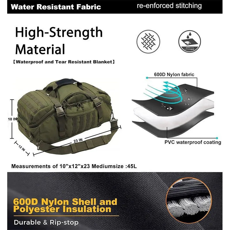 LQARMY Waterproof Travel Duffel Bag Backpack Shoulder Tote Weekend Bag