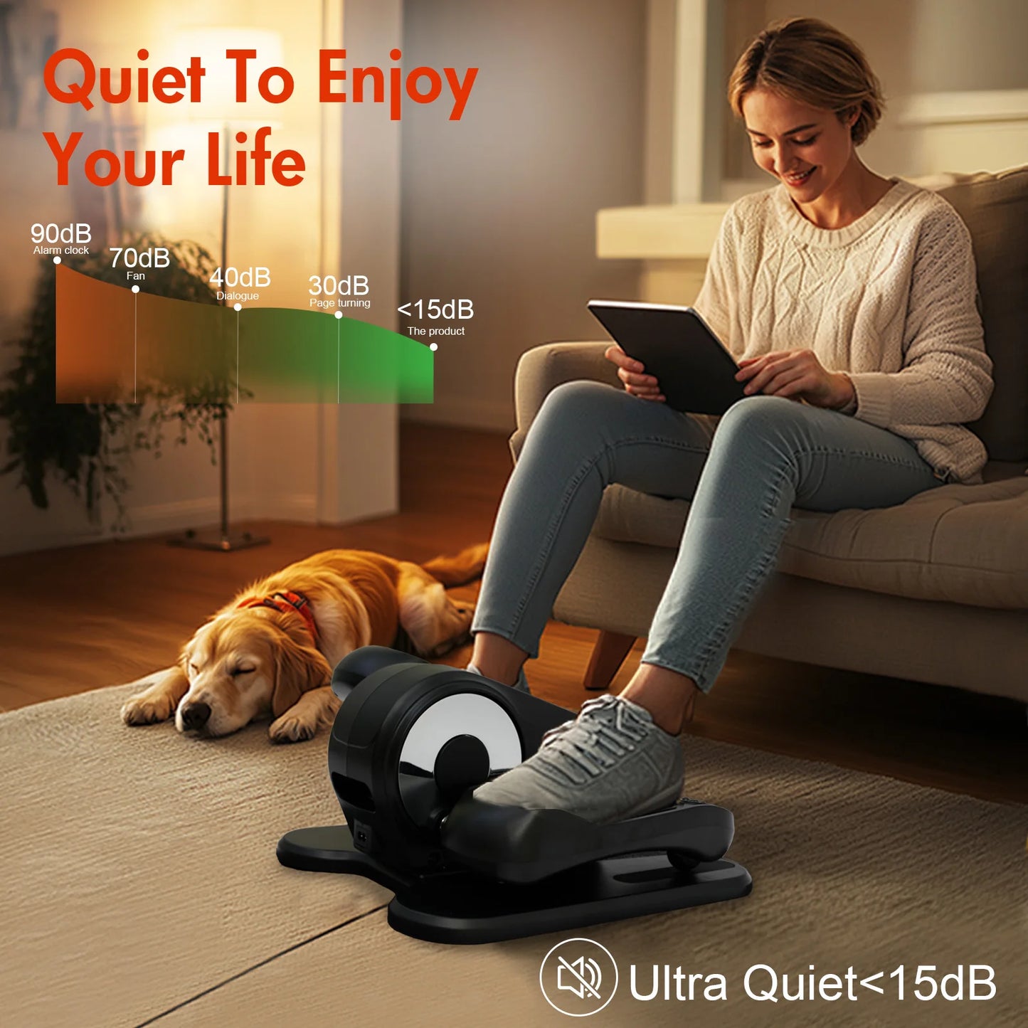Gamewiu Under Desk Elliptical Portable Mini Leg Exerciser Remote Control