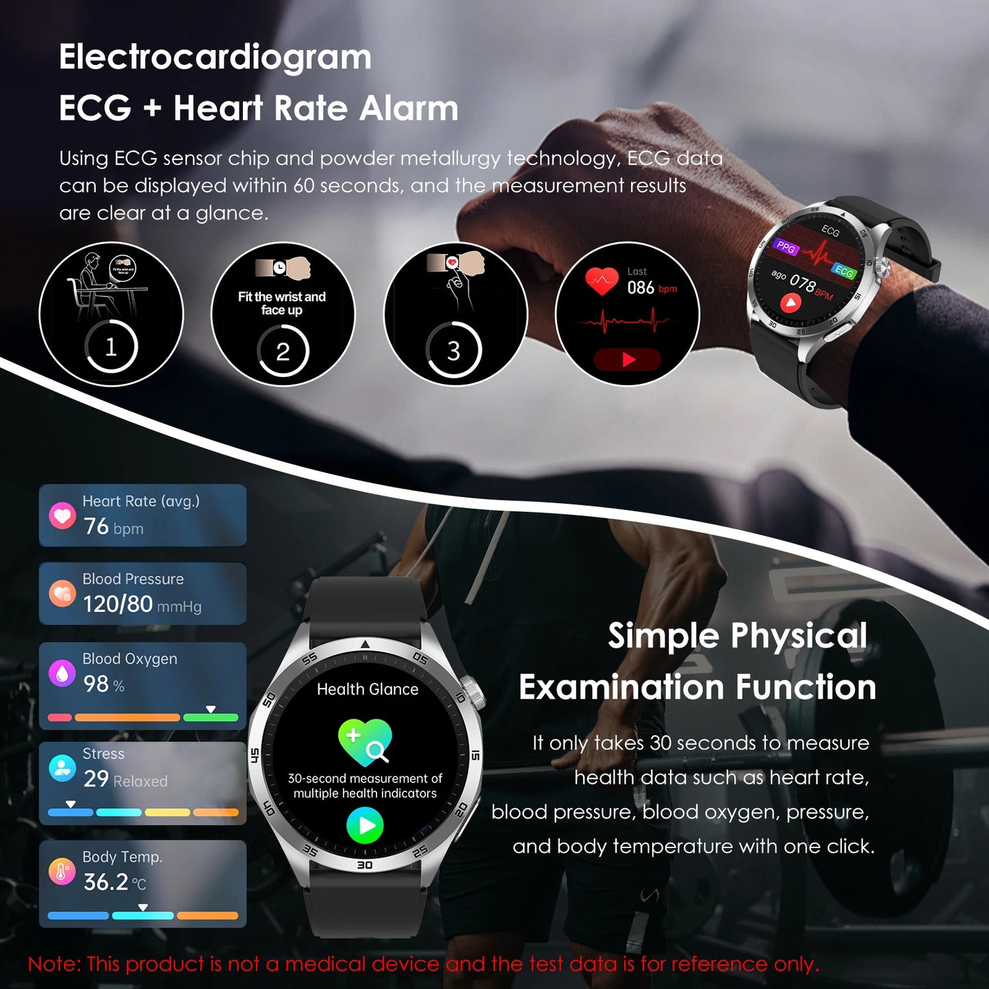 Ecg+ppg Health Smart Watch Men Blood Oxygen Uric Acid
