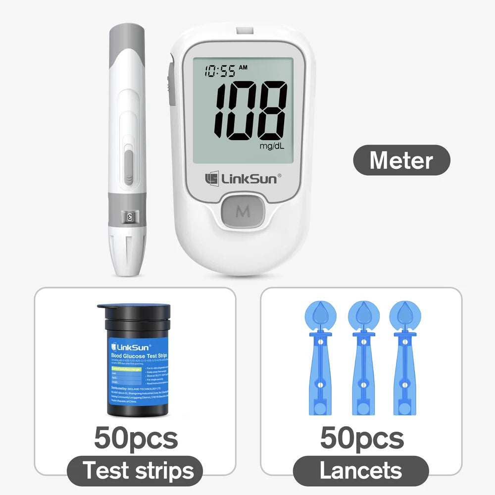 Linksun Blood Glucose Monitor With Test Strips And Lancing Device