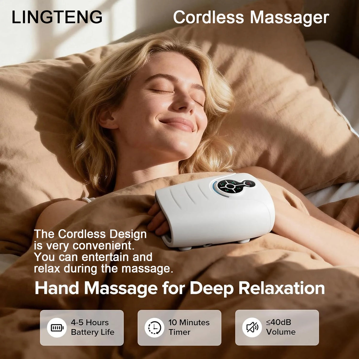 LINGTENG Cordless Heated Hand Massager for Relaxation and Comfort