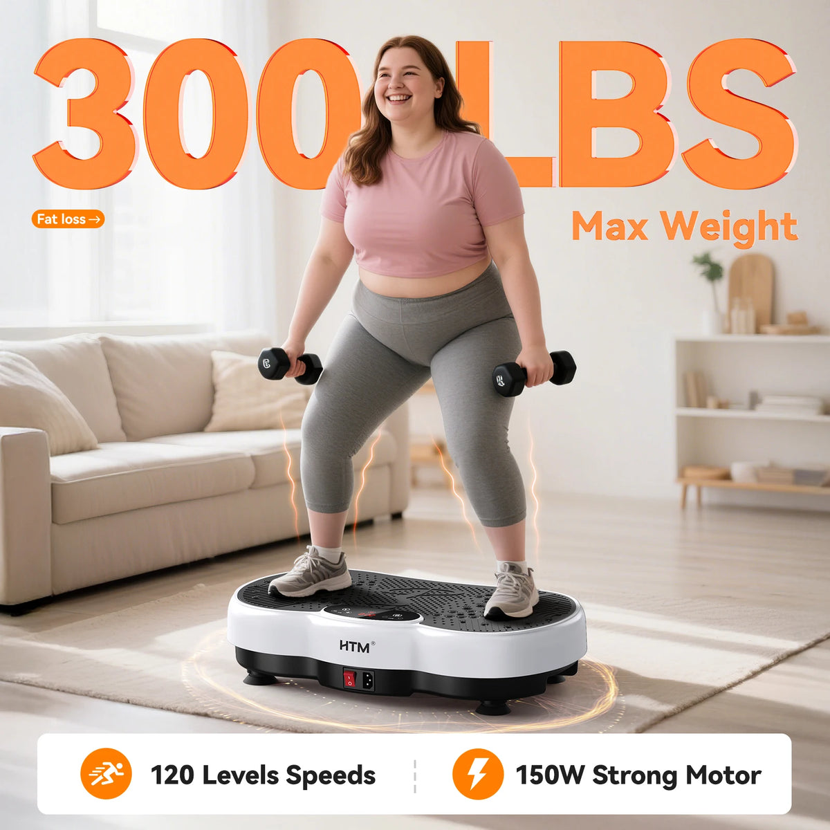 Portable Vibration Exercise Plate Machine With Adjustable Speed Settings