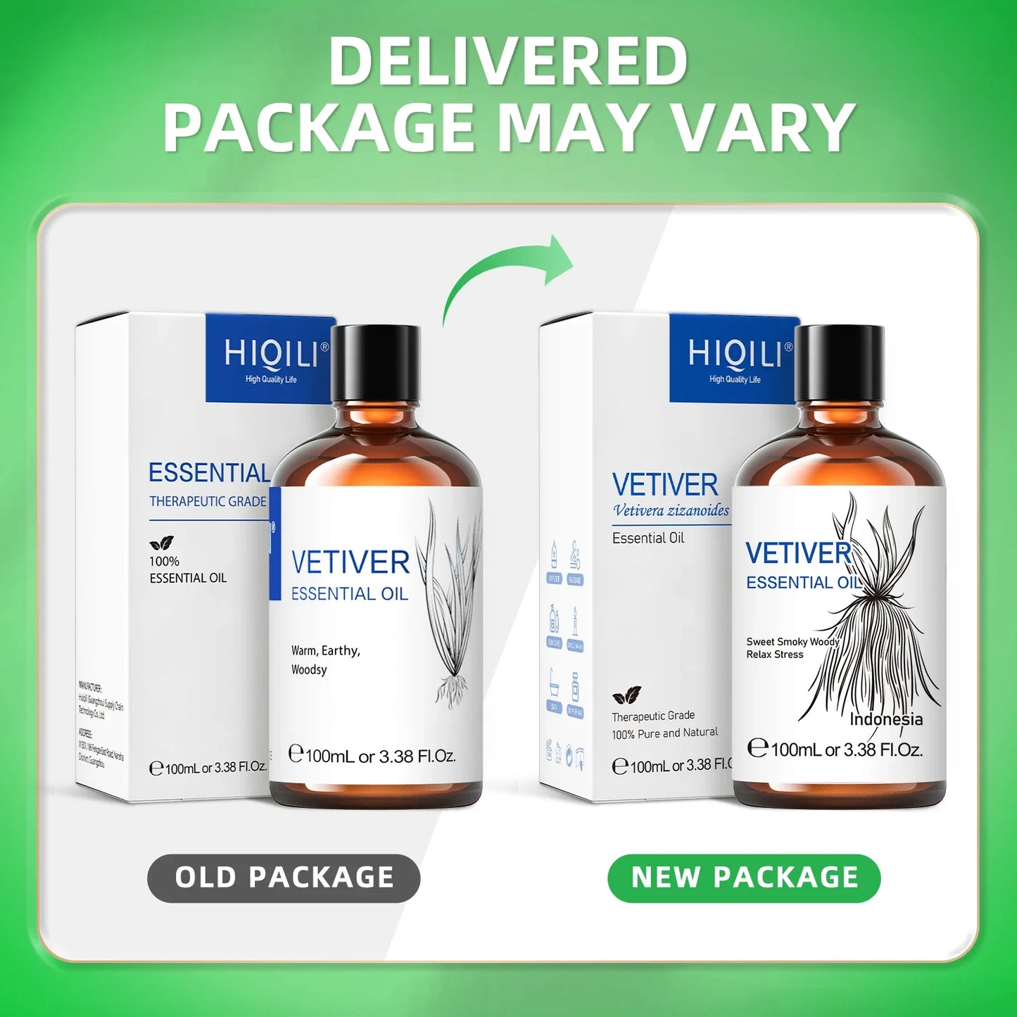 Hiqili 100ml Pure Vetiver Essential Oil For Aromatherapy and Massage