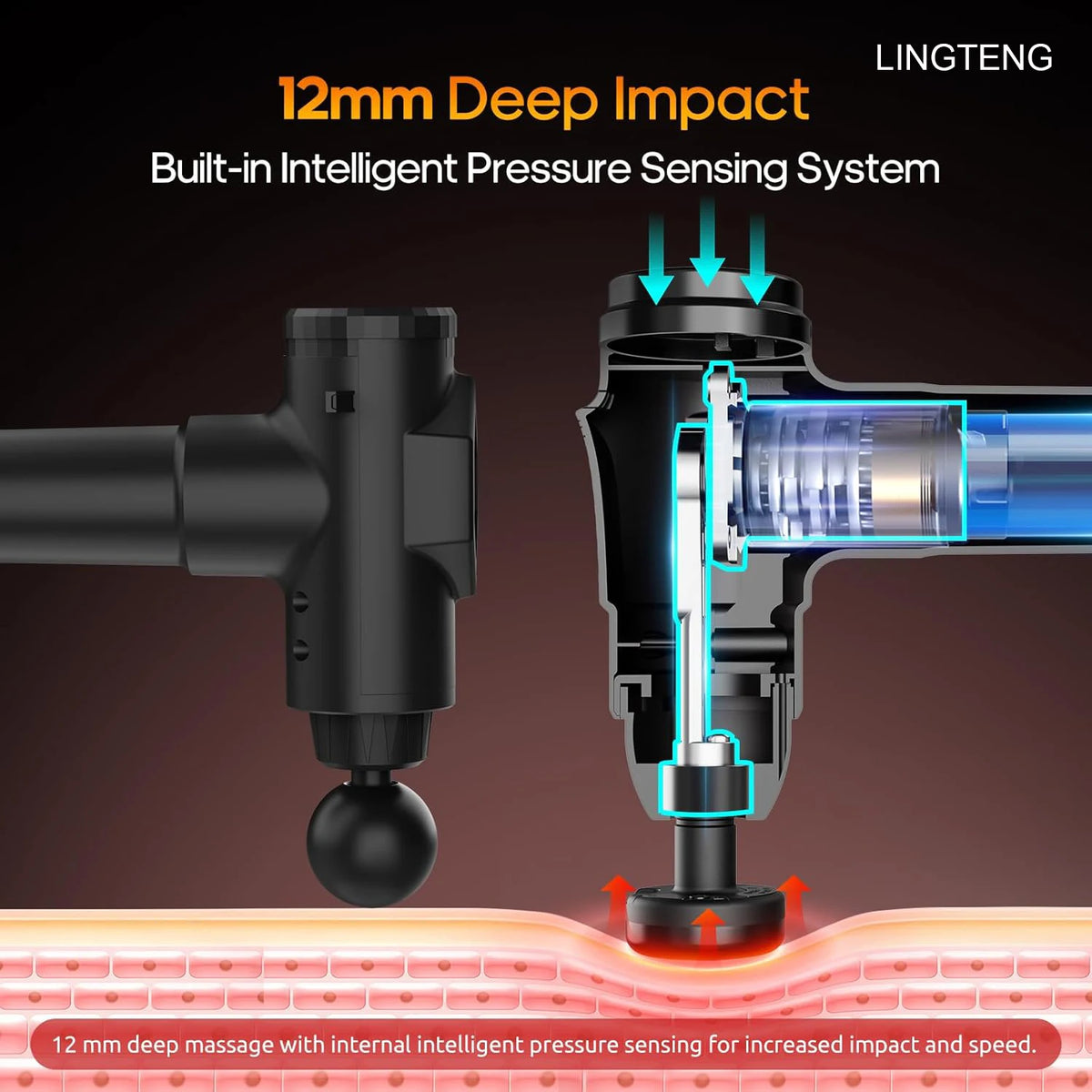 LINGTENG Heated Percussion Massage Gun for Deep Tissue Muscle Relief