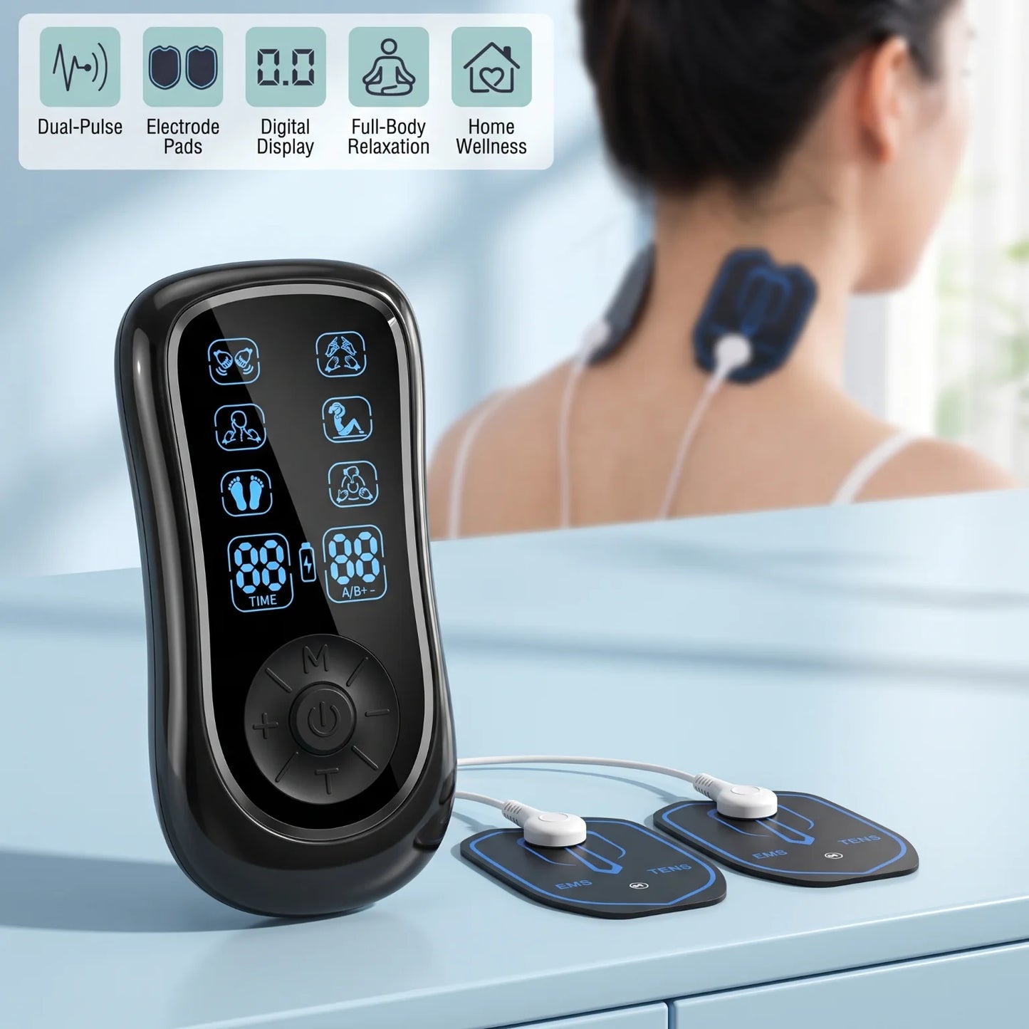 Dual Channel Rechargeable TENS EMS Muscle Stimulator