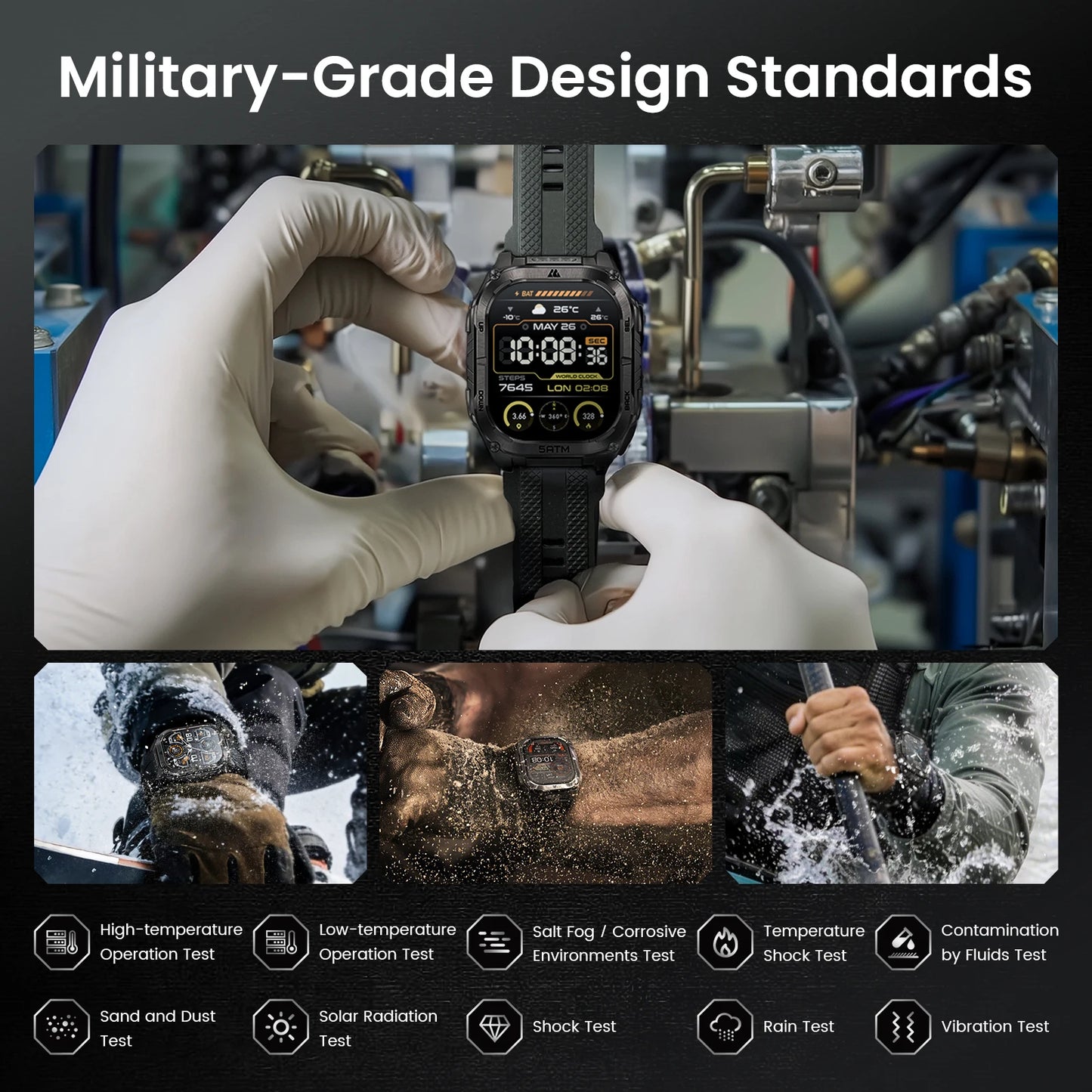 Kospet Tank M4C GPS Smartwatch With Health Tracking Integrated Flashlight