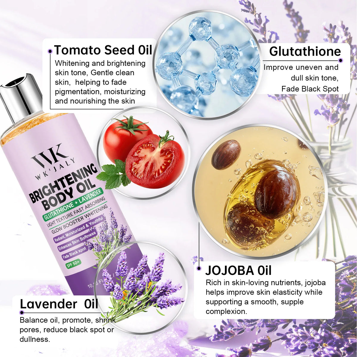 WK Jaly Moisturizing Brightening Body Oil For Smooth Radiant Skin