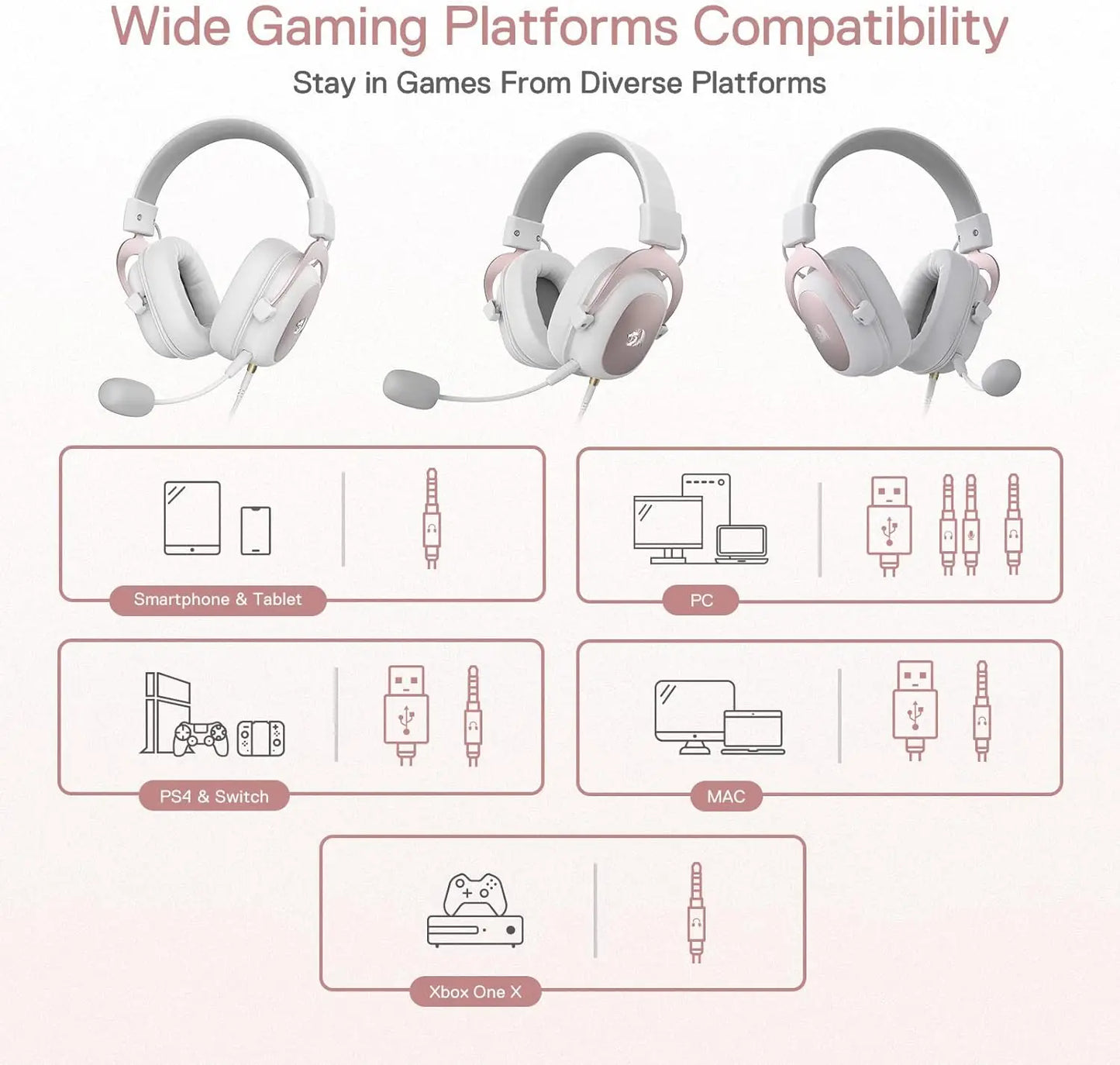 Redragon Wired Gaming Headset 7.1 Surround Sound Memory Foam Pads