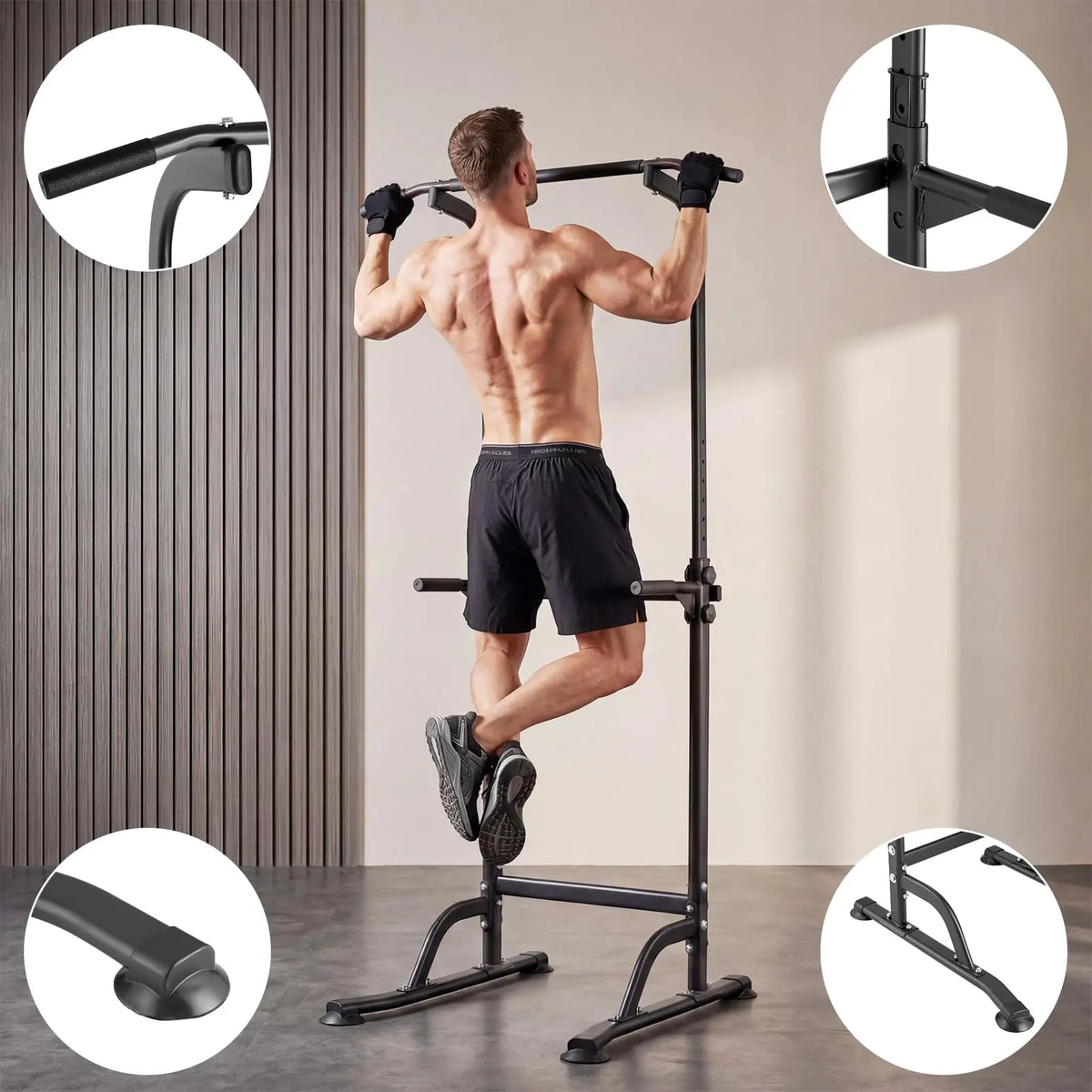 HiMISS Power Tower Pull Up Dip Station Home Gym Trainer