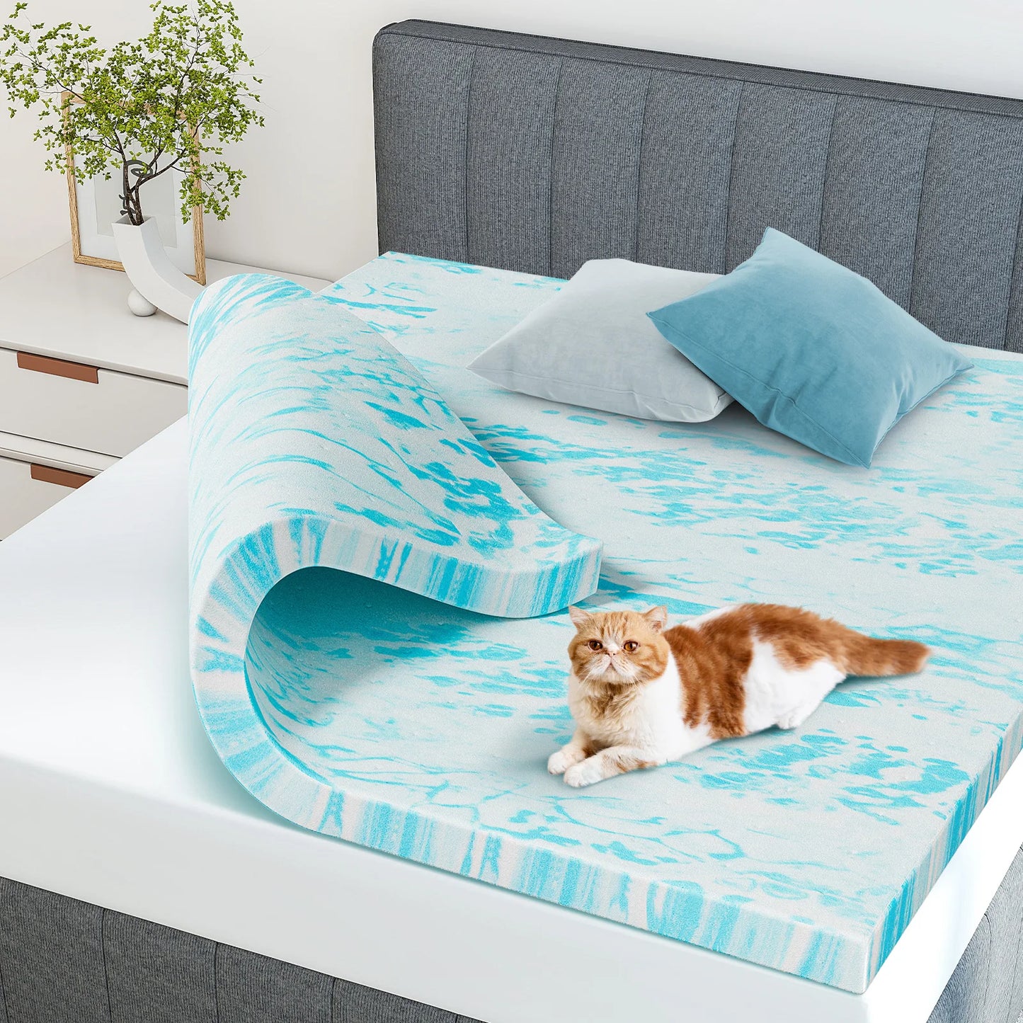 MCQ 3 Inch Soft Gel Memory Foam Mattress For Home Bedroom