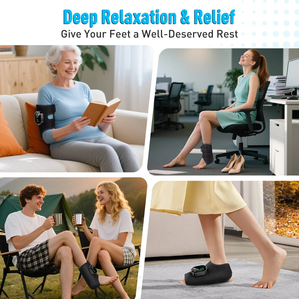 Hailicare Electric Foot Ankle Calf Massager With Heat And Vibration