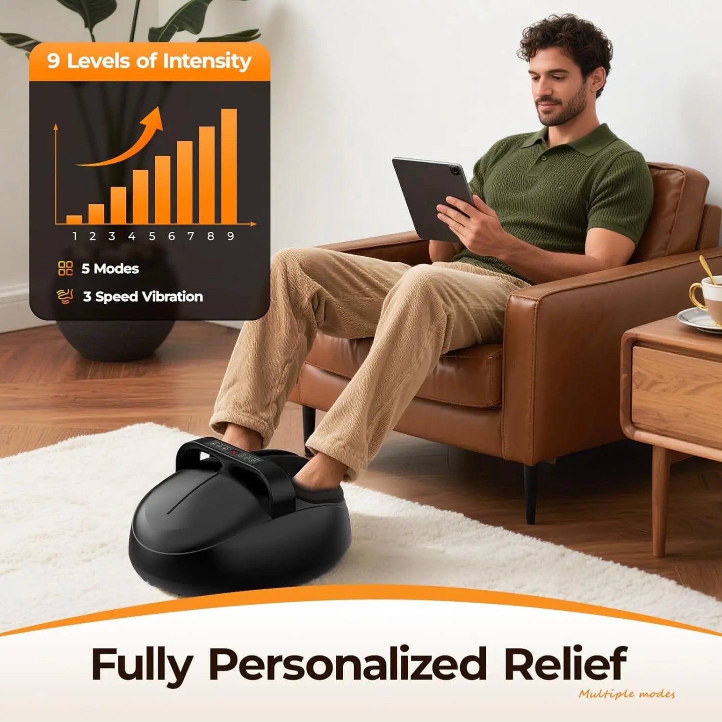 HTM Shiatsu Foot Massager With Deep Kneading Air Pressure Heat