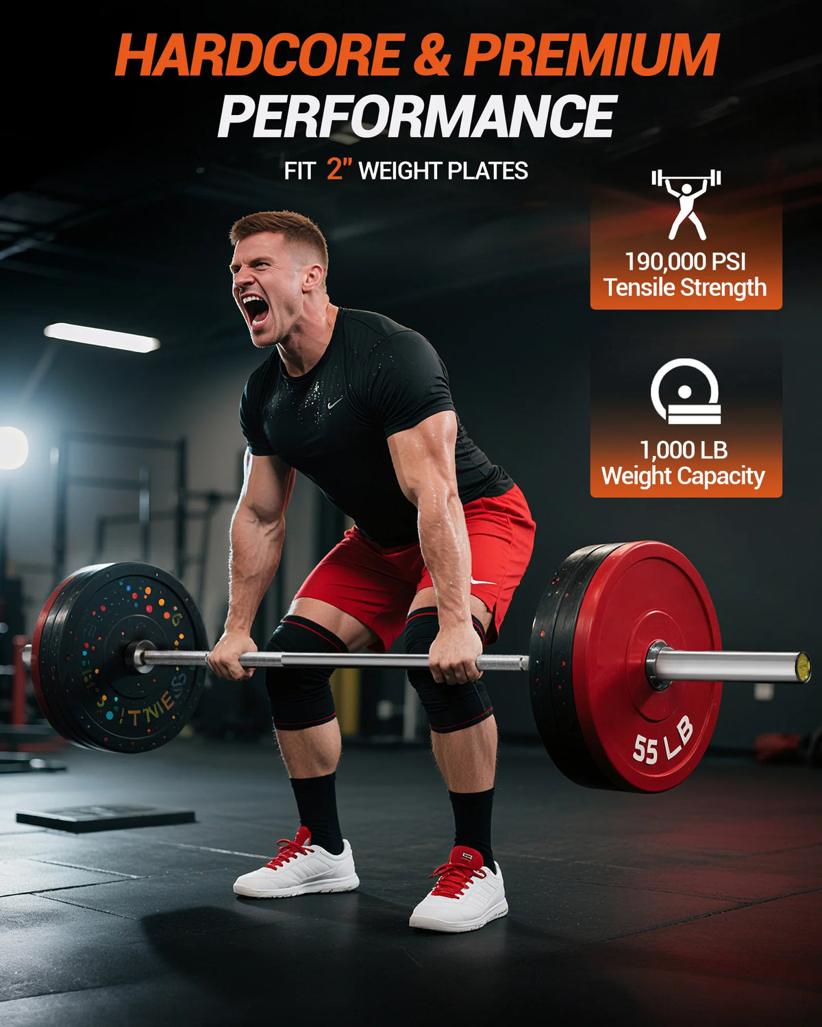 HiMISS High Strength Chrome Steel Barbell For Power Lifting