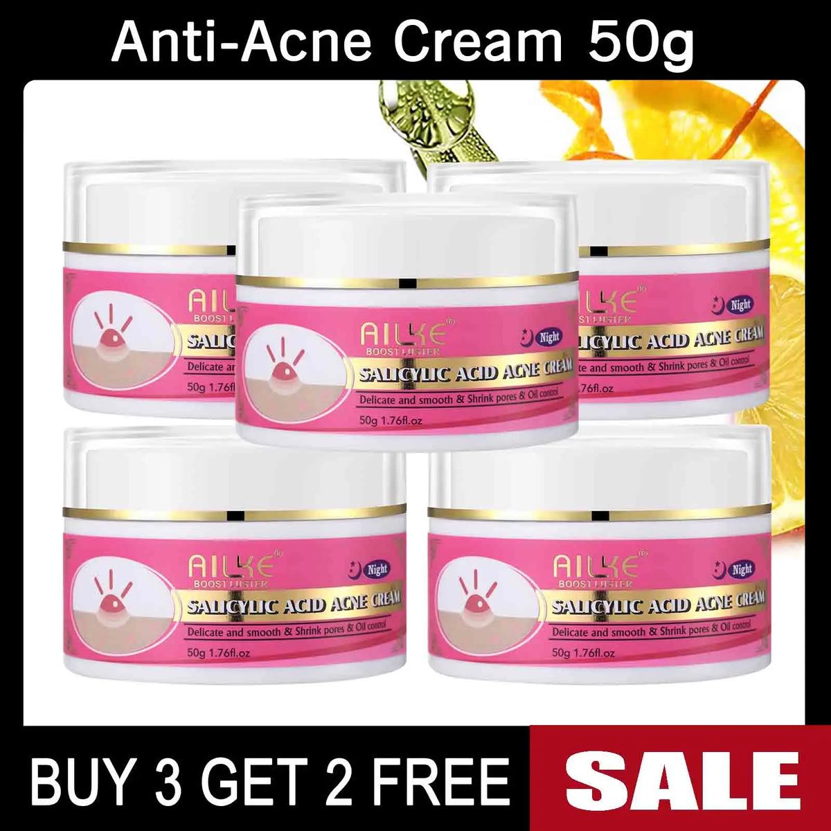 AILKE Natural Skin Brightening Moisturizing Acne Care Cream Set