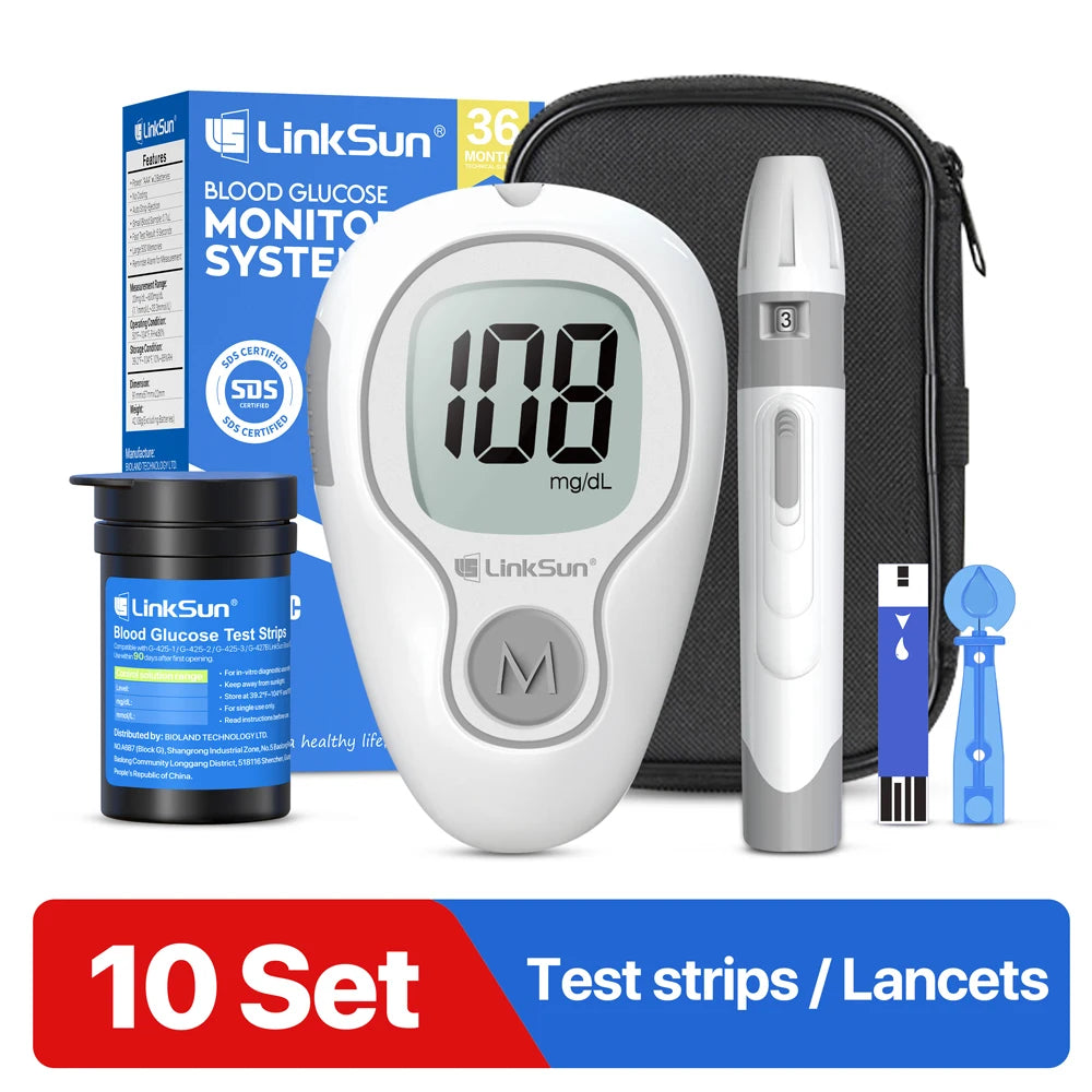 Linksun Blood Glucose Monitor With Test Strips And Lancing Device