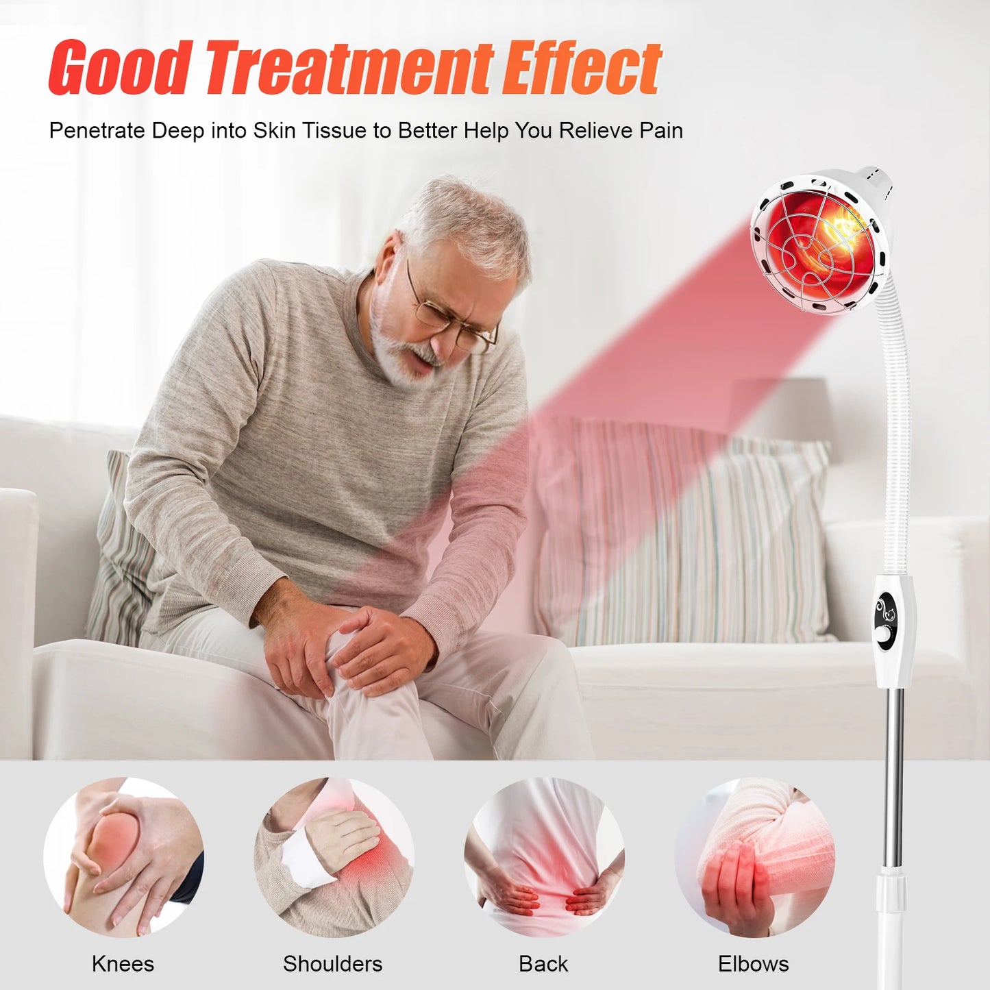 Bymaocar 275W Infrared Light Lamp for Pain Relief and Skin