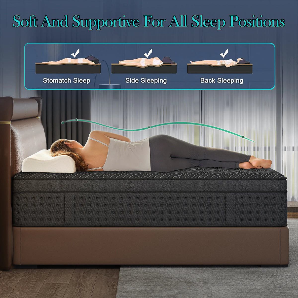 Layroad Euro Top Hybrid Memory Foam Medium Firm Mattress