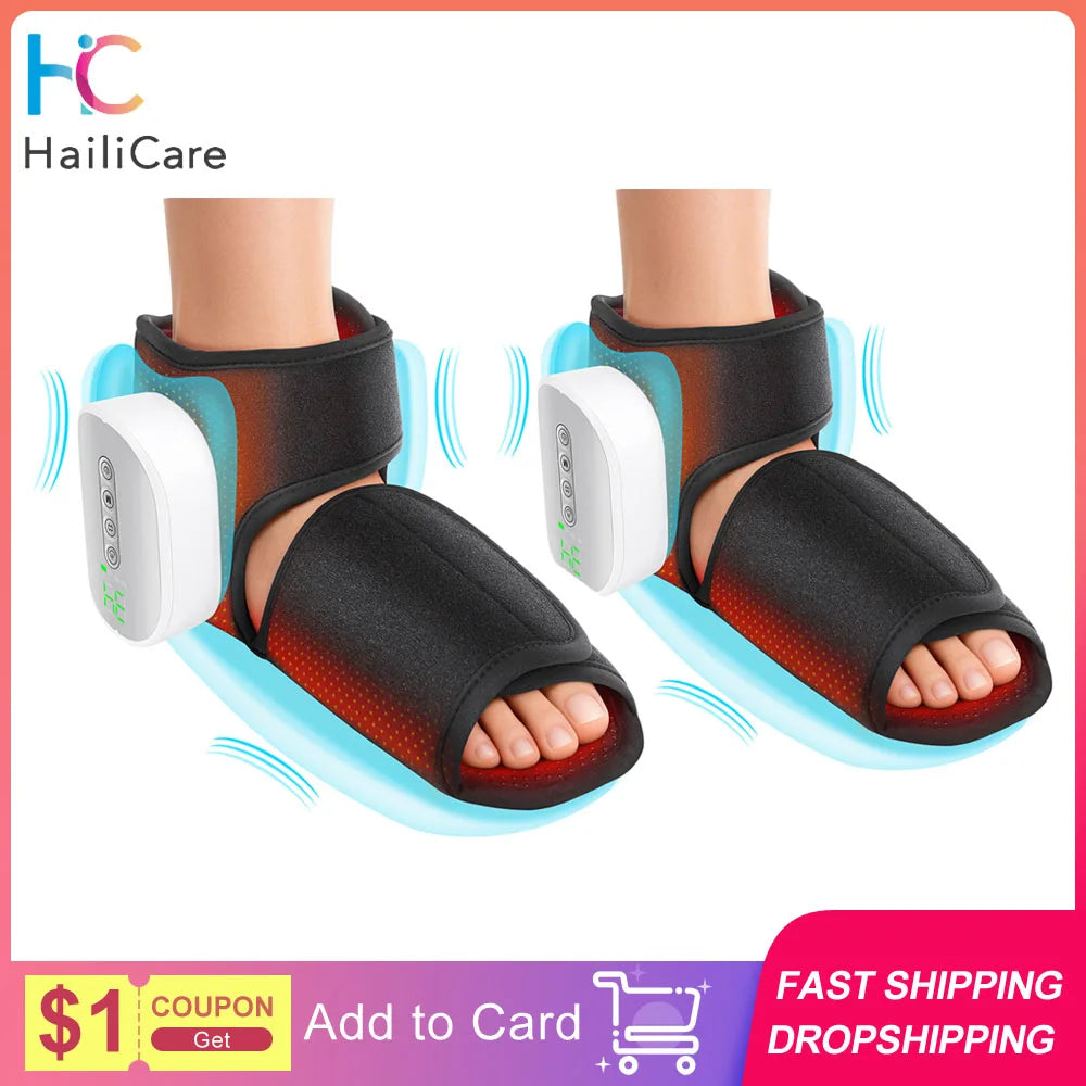 Hailicare Dual Airbag Foot Ankle Heating Compression Massager
