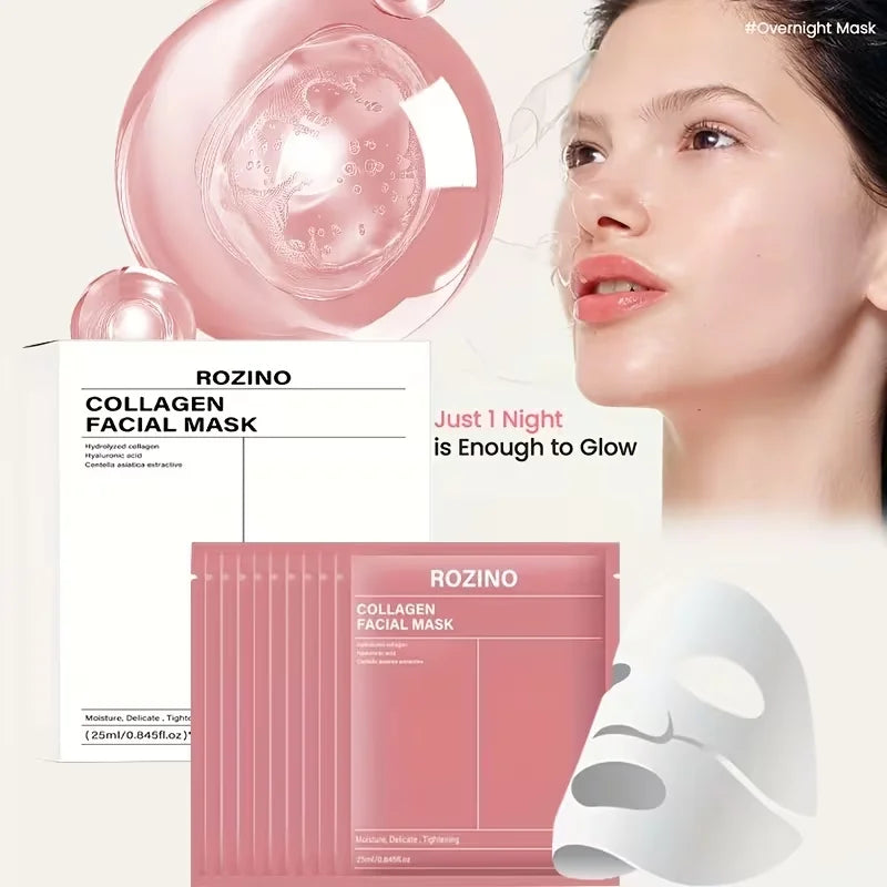 ROZINO Bio Collagen Facial Masks for Hydrating and Glowing Skin