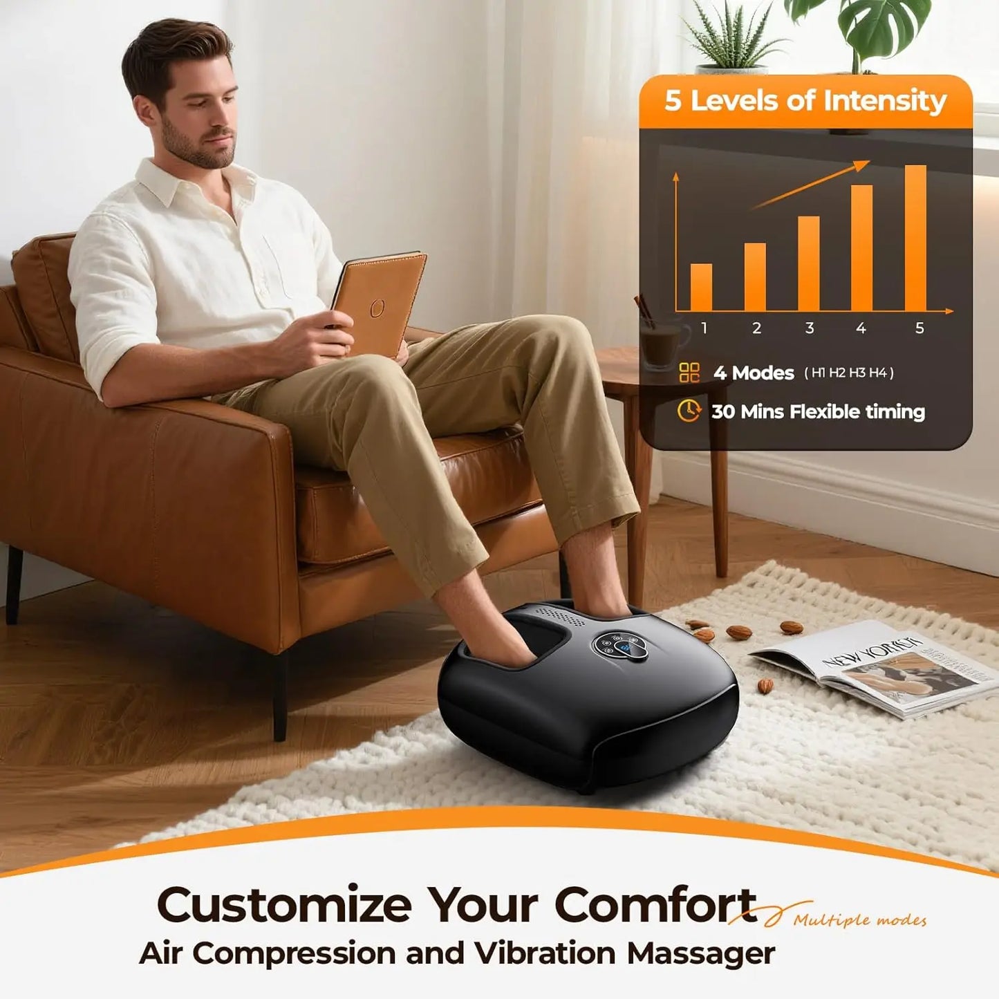 Htm Electric Shiatsu Foot Massager With Heat And Vibration Therapy