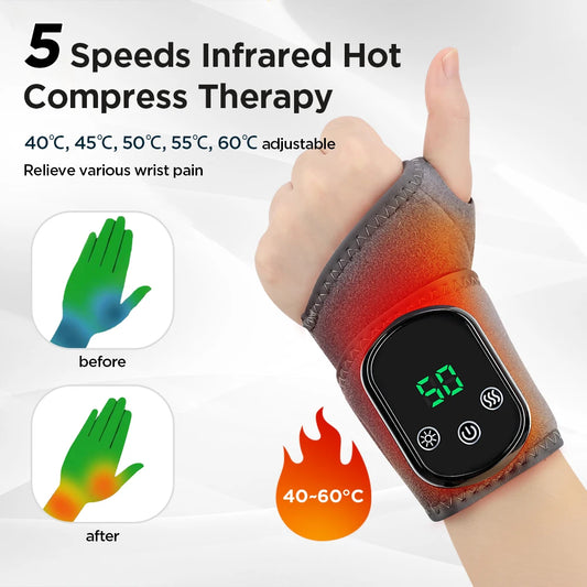 Agdoad Electric Heated Wrist Massager Brace For Carpal Tunnel Relief